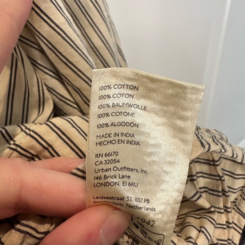Free People Striped Blouse in Cream and Brown - Picture 7 of 8